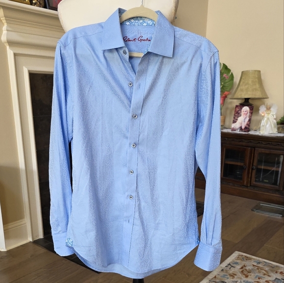 Robert Graham Button Down Shirt Light Blue  Long Sleeve Formal Shirt M - Picture 4 of 13